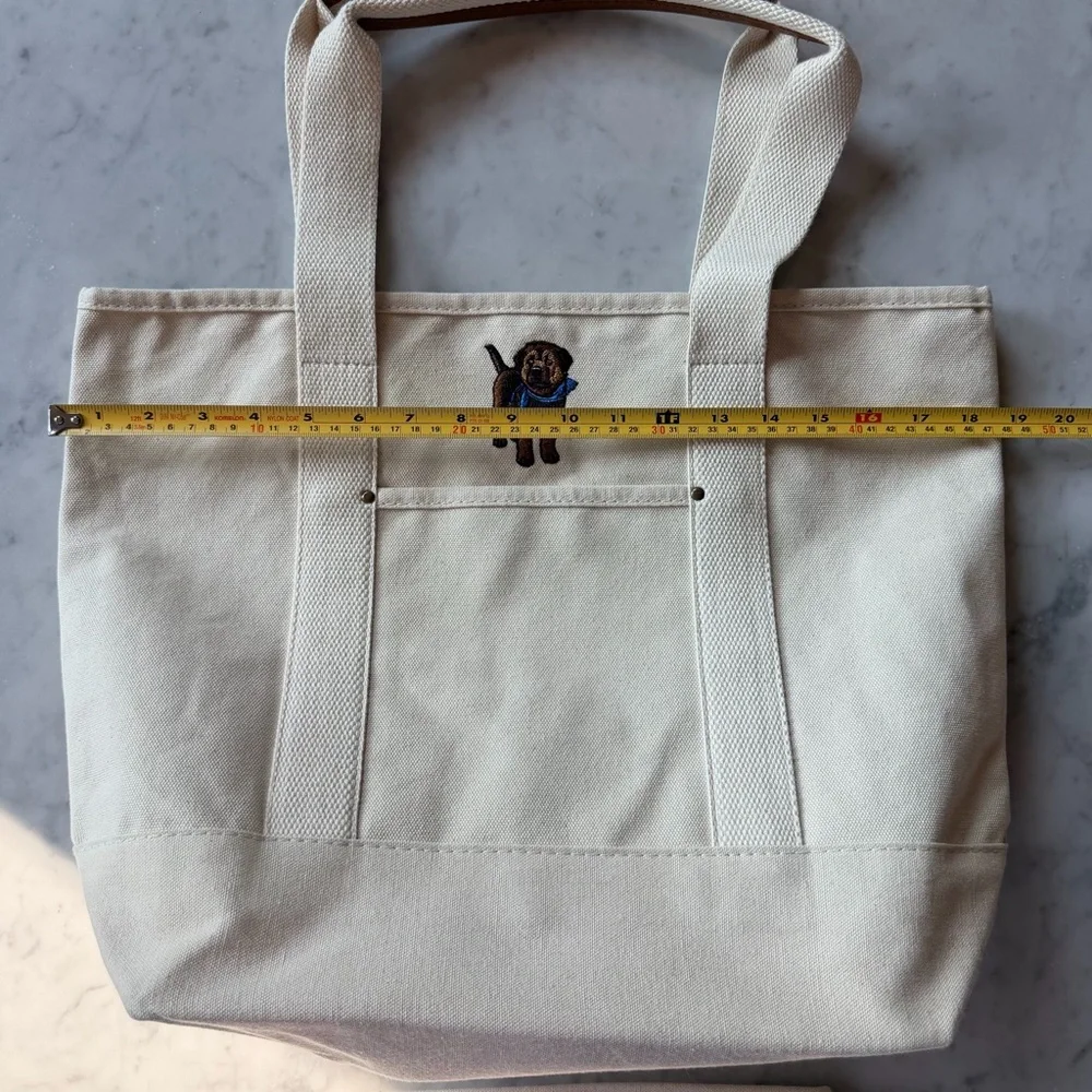 Dog Embroidered Canvas Tote + Pouch Set NWOT